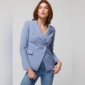White House Black Market Studio Blazer NWT Size 14 Denim Blue Double Breasted